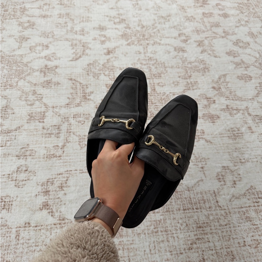 Steve Madden Black Flats with Gold Accents